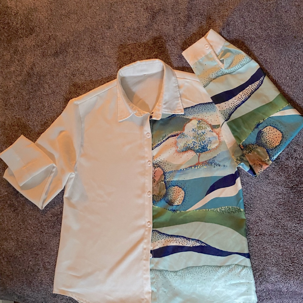 Exquisite custom-designed button up | cotton & linen |      medium